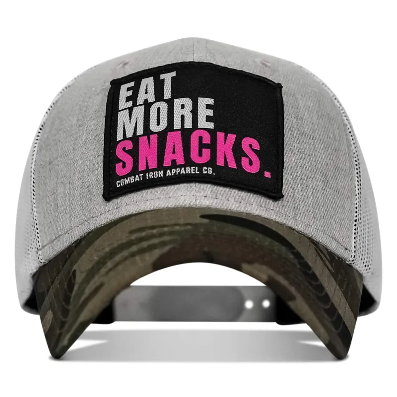 Eat More Snacks Patch Snapback Hat sold by Combat Iron Apparel