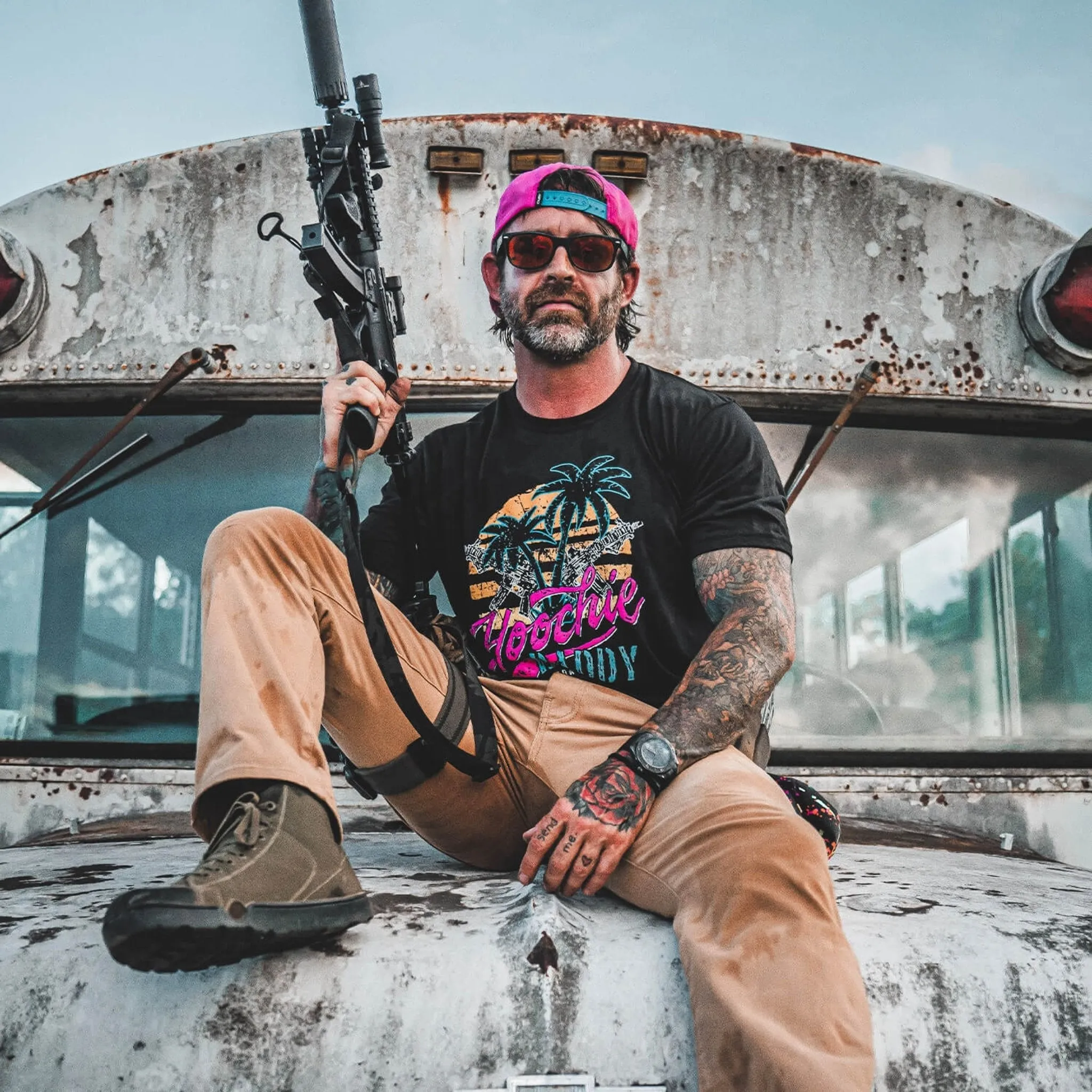 Hoochie Daddy Sunset Men's T-Shirt sold by Combat Iron Apparel product image thumbnail 2