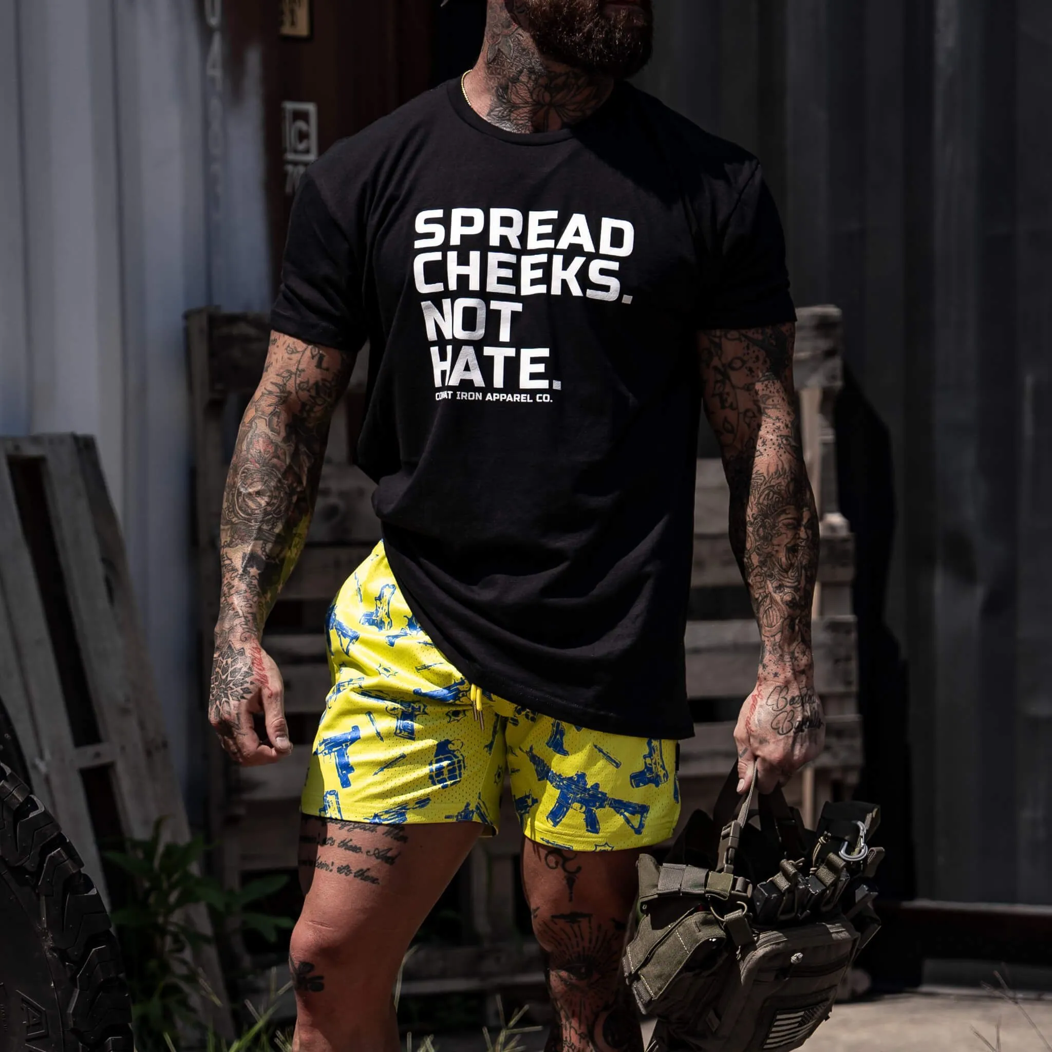 Spread Cheeks. Not Hate. Men's T-Shirt sold by Combat Iron Apparel product image thumbnail 3