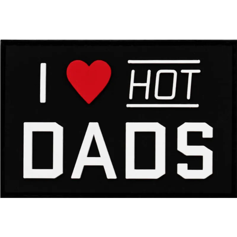 I Love Hot Dads PVC Patch made by Combat Iron Apparel