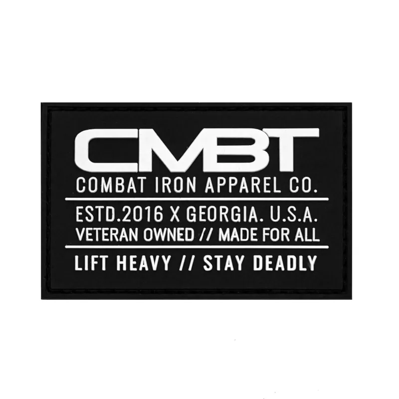 CMBTIRN Original Branded Black PVC Patch sold by Combat Iron Apparel