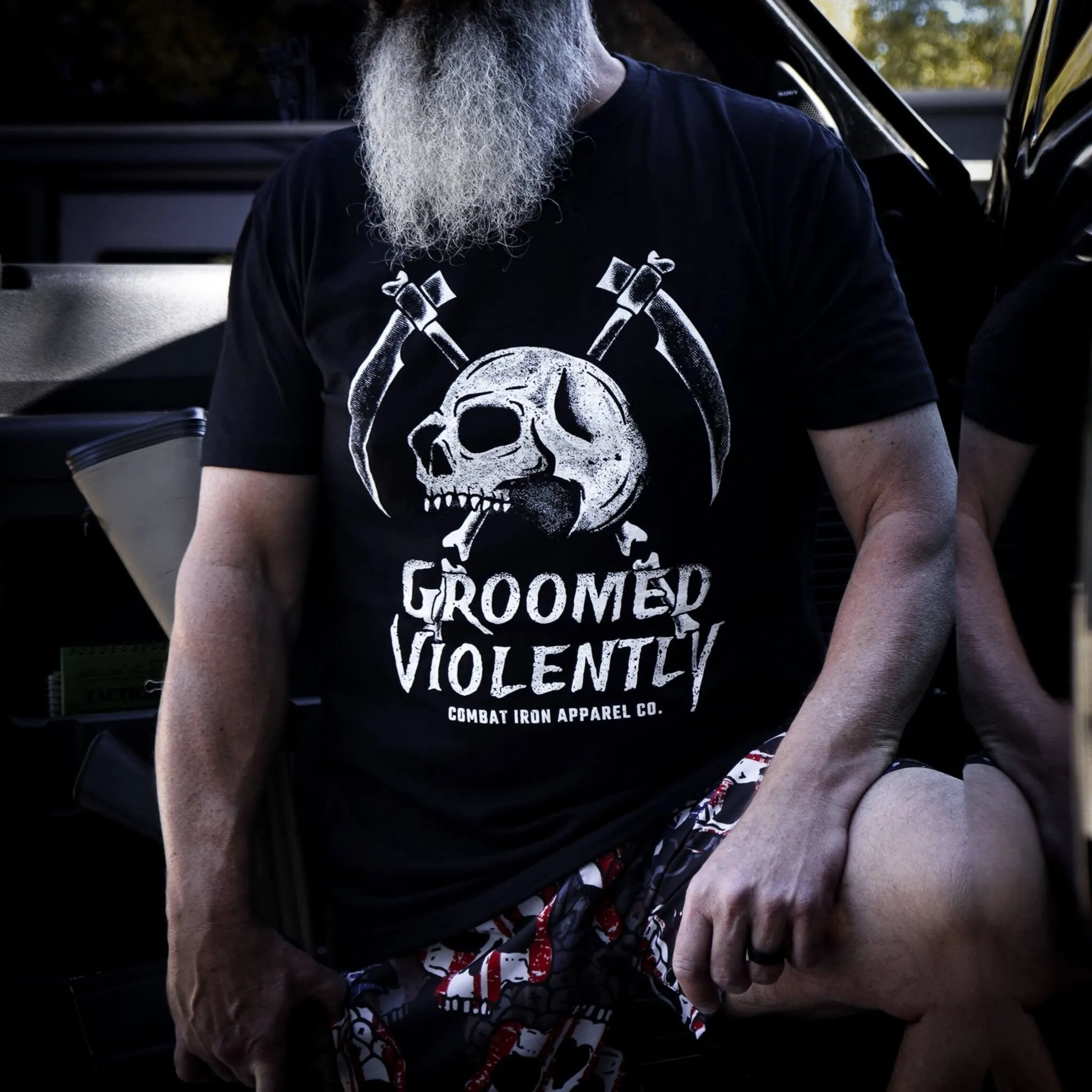 Groomed Violently Skull Men's T-Shirt sold by Combat Iron Apparel product image thumbnail 5