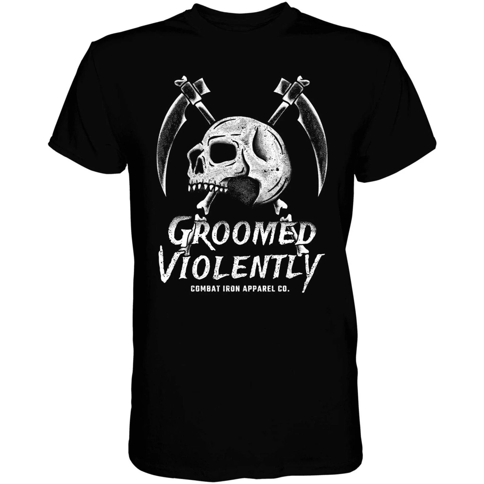 Groomed Violently Skull Men's T-Shirt sold by Combat Iron Apparel product image thumbnail 2