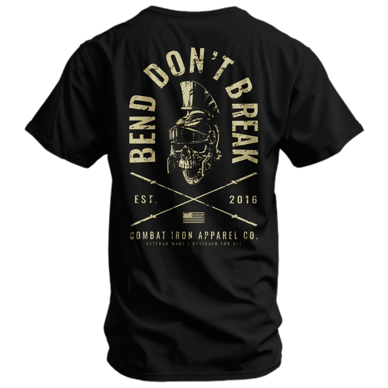 Bend Don't Break Barbell Skull Men's T-Shirt sold by Combat Iron Apparel