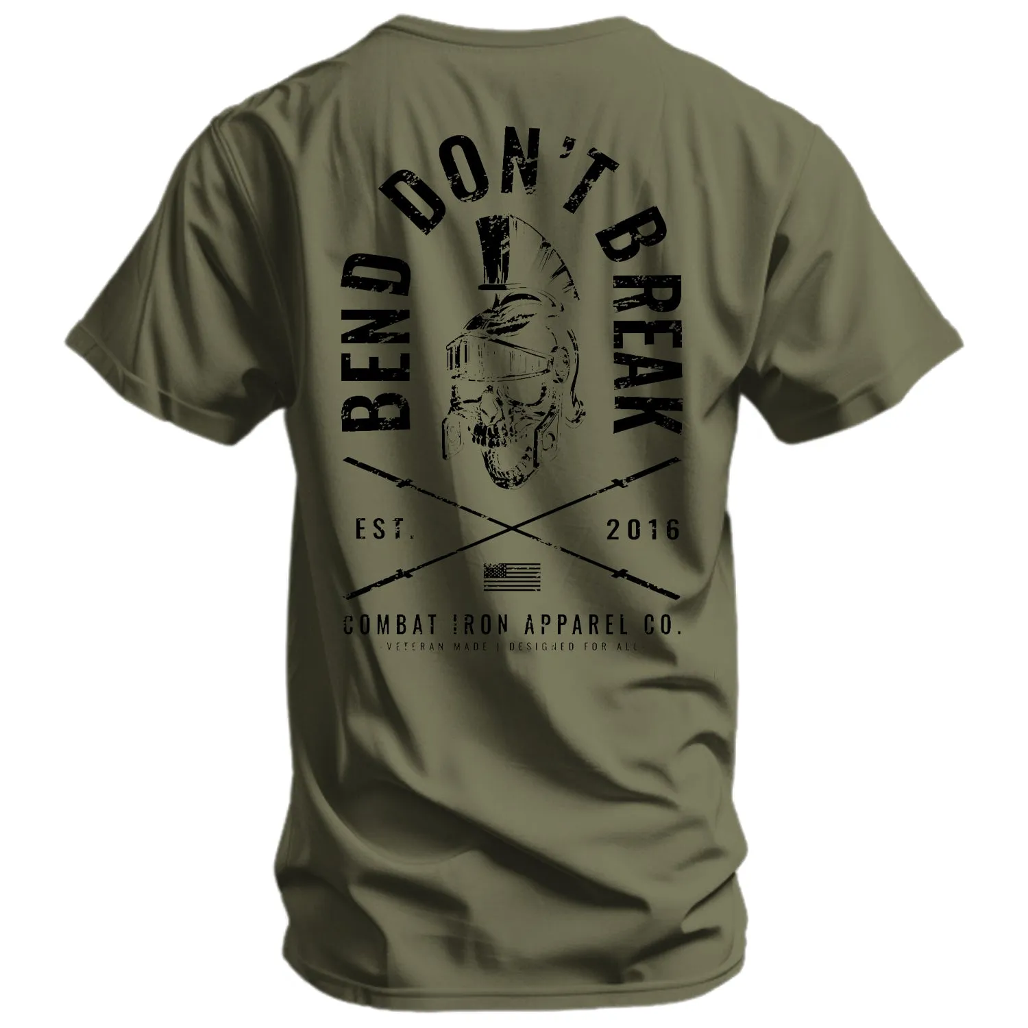 Bend Don't Break Barbell Skull Men's T-Shirt sold by Combat Iron Apparel product image thumbnail 2