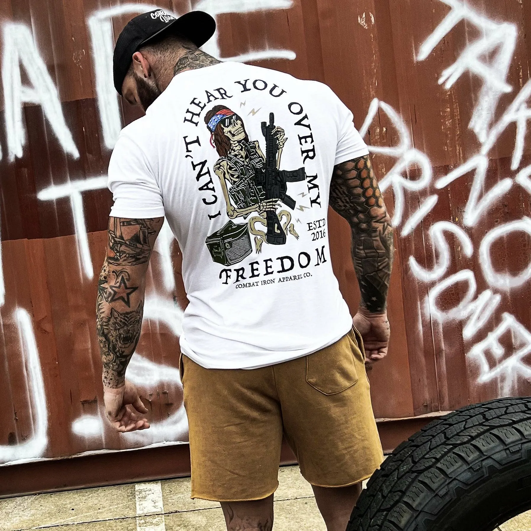 I Can't Hear You Over My Freedom AR Guitar Men's T-Shirt sold by Combat Iron Apparel product image thumbnail 4