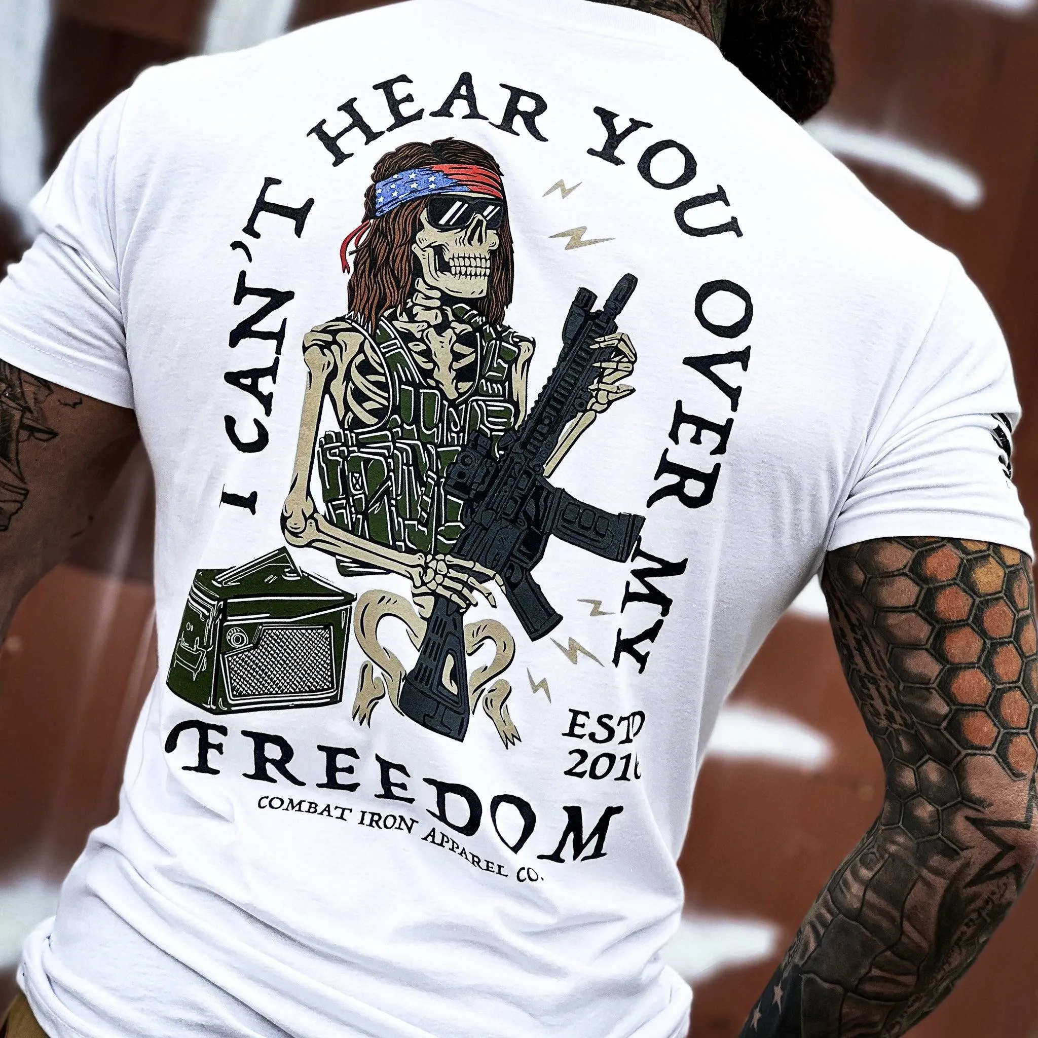 I Can't Hear You Over My Freedom AR Guitar Men's T-Shirt sold by Combat Iron Apparel product image thumbnail 3