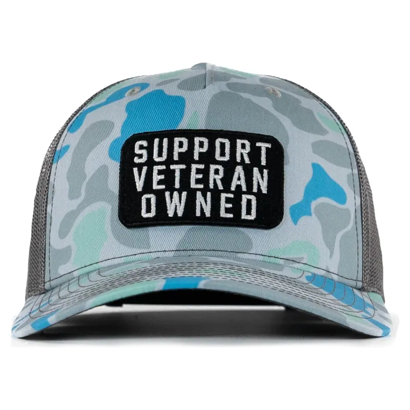 Support Veteran Owned Patch Mid-Profile Mesh Snapback sold by Combat Iron Apparel