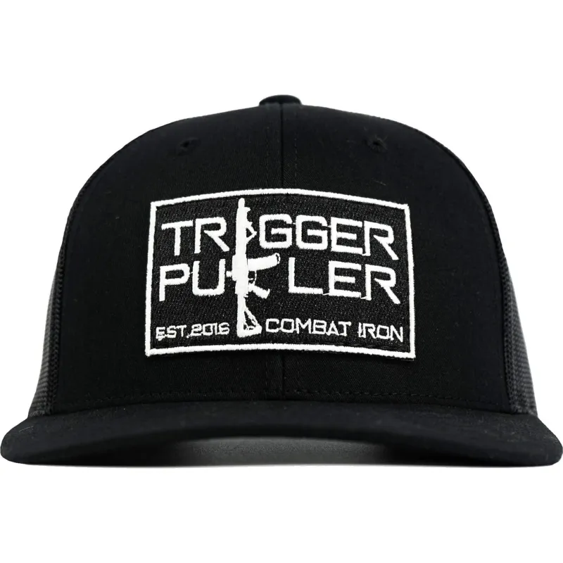 Trigger Puller Black Mid-Profile Mesh Snapback Hat sold by Combat Iron Apparel