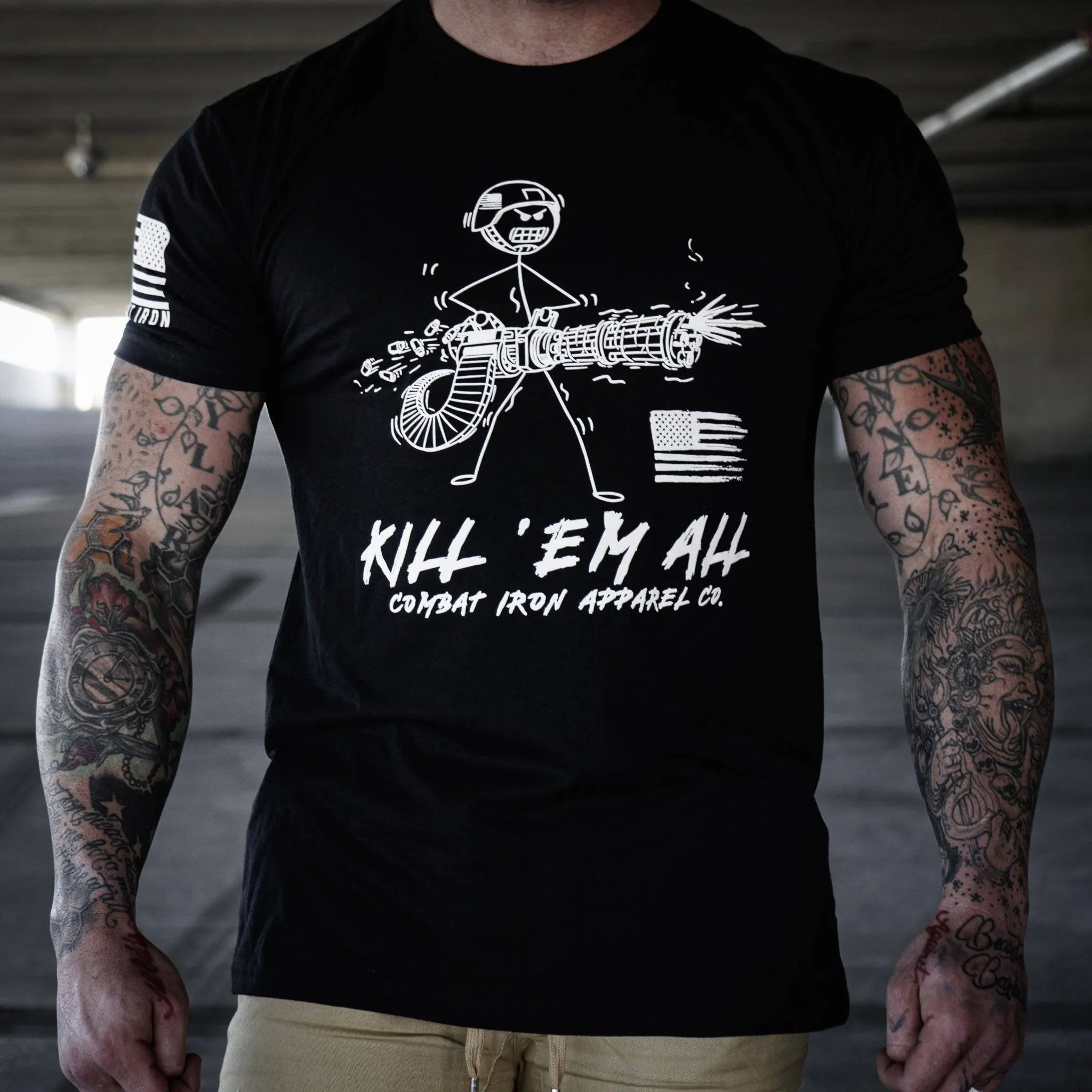 Kill Em' All Machine Gunner Men's T-Shirt sold by Combat Iron Apparel product image thumbnail 2