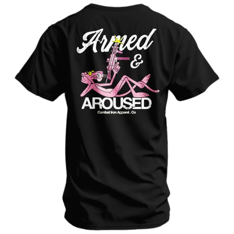 Armed and Aroused  Men's T-Shirt sold by Combat Iron Apparel