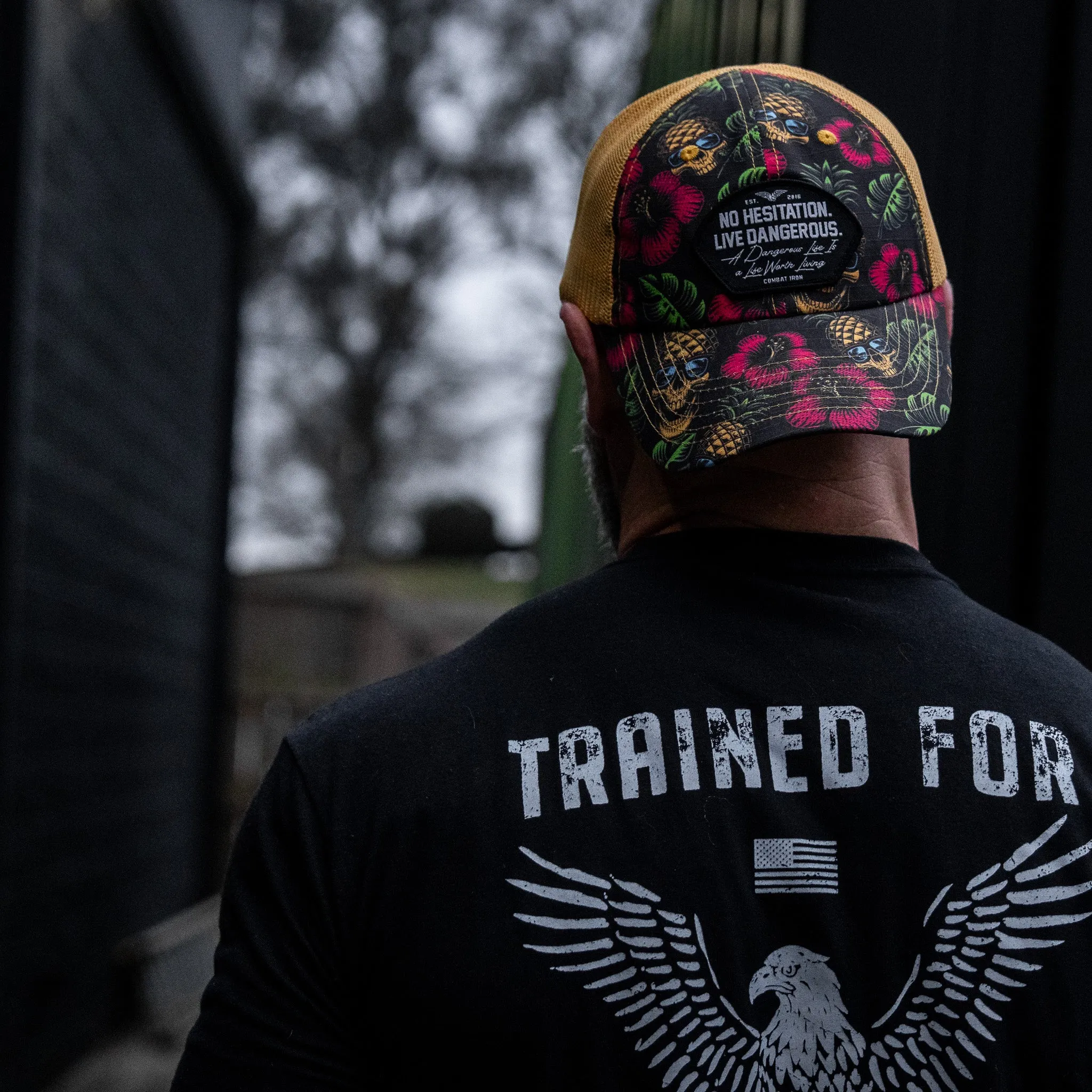 No Hesitation. Live Dangerous Patch Tactical Ripstop Mesh Snapback Hat sold by Combat Iron Apparel product image thumbnail 2