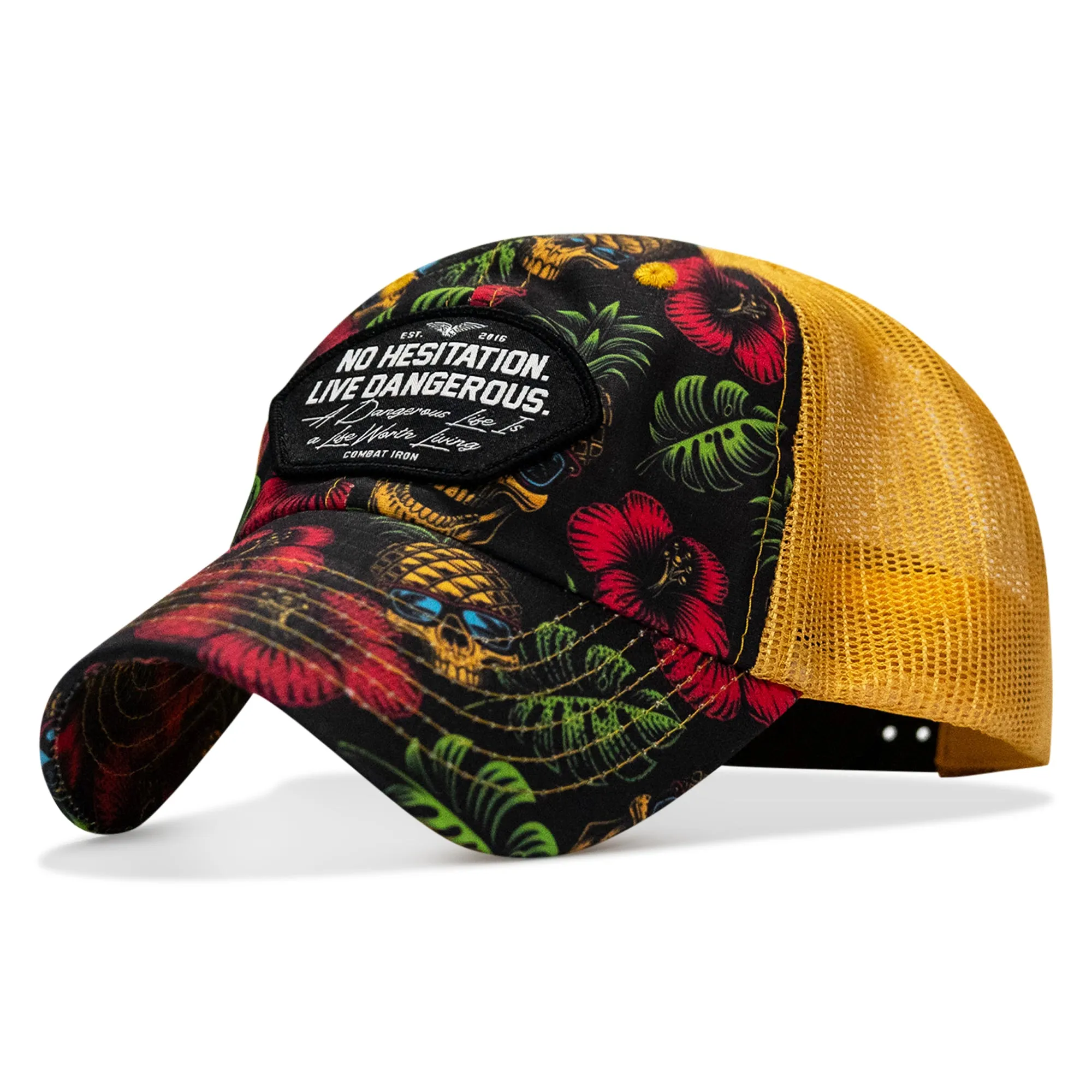 No Hesitation. Live Dangerous Patch Tactical Ripstop Mesh Snapback Hat sold by Combat Iron Apparel product image thumbnail 3