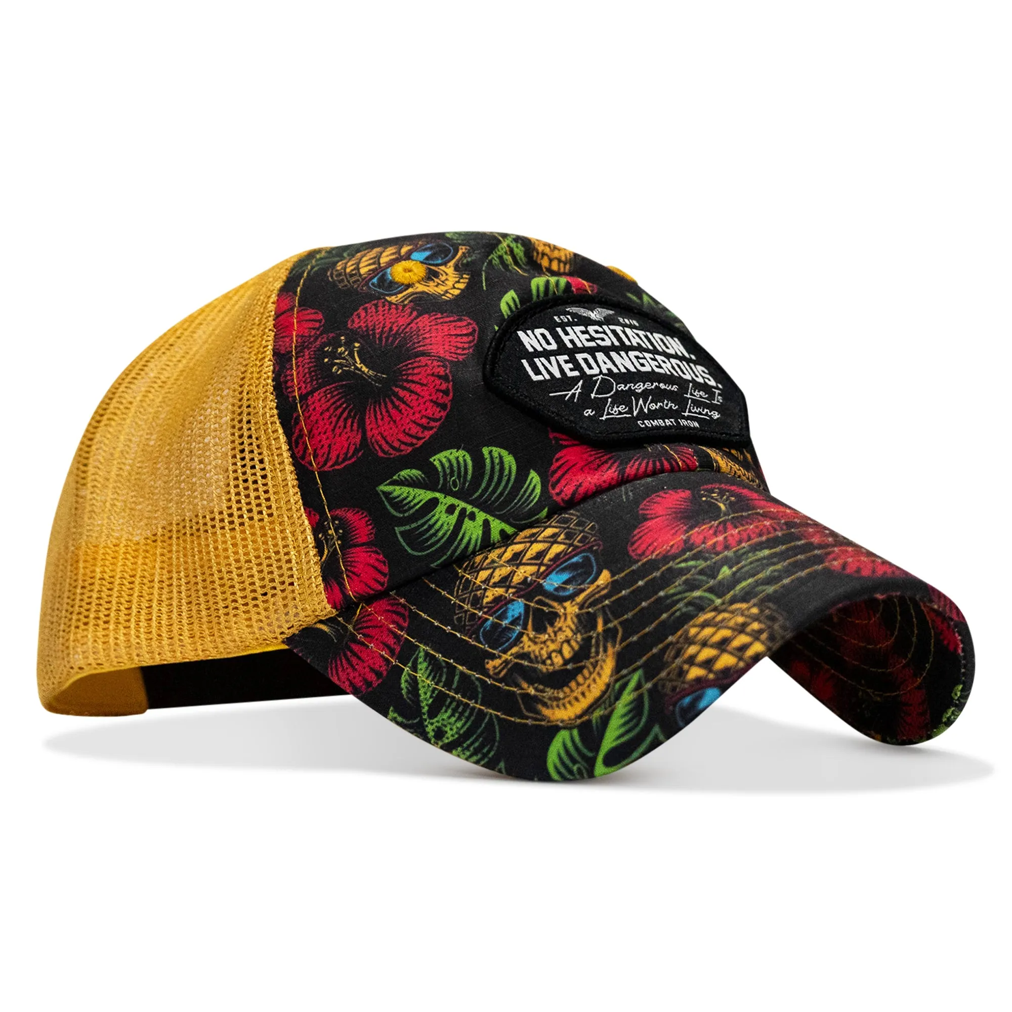 No Hesitation. Live Dangerous Patch Tactical Ripstop Mesh Snapback Hat sold by Combat Iron Apparel product image thumbnail 4