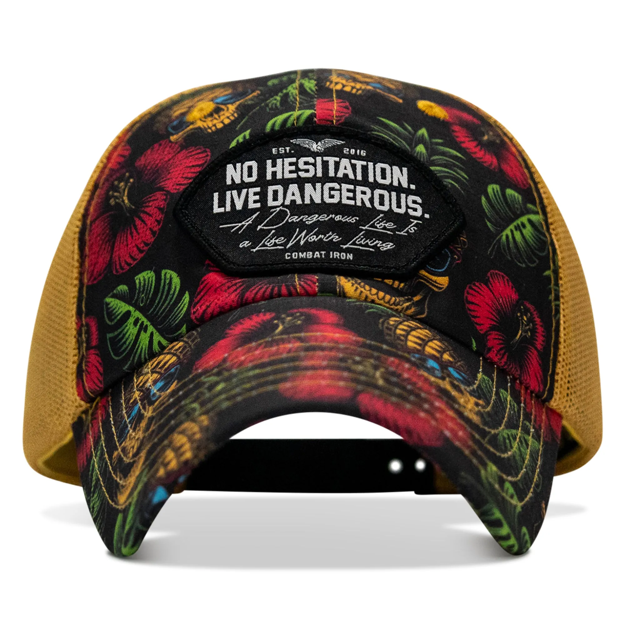No Hesitation. Live Dangerous Patch Tactical Ripstop Mesh Snapback Hat sold by Combat Iron Apparel