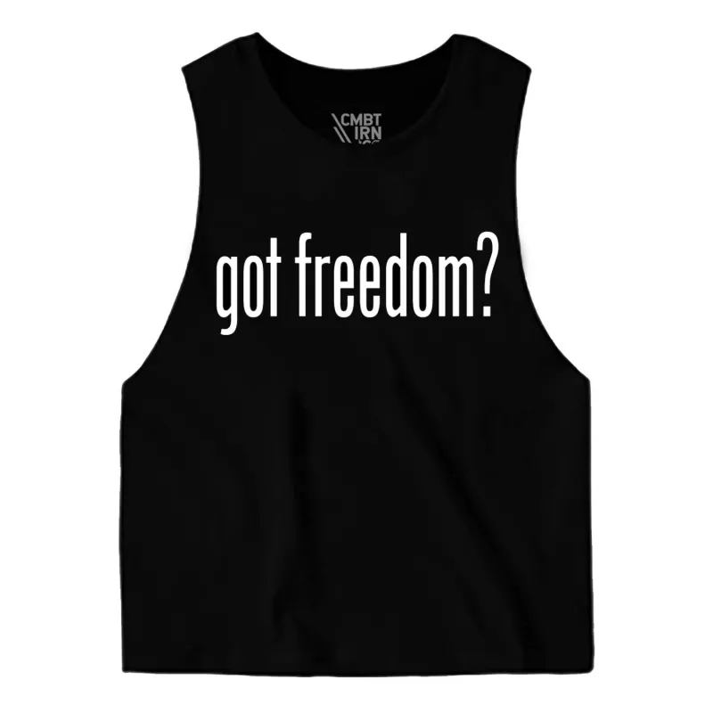 Got Freedom? Women's Flowy Racerback Crop sold by Combat Iron Apparel