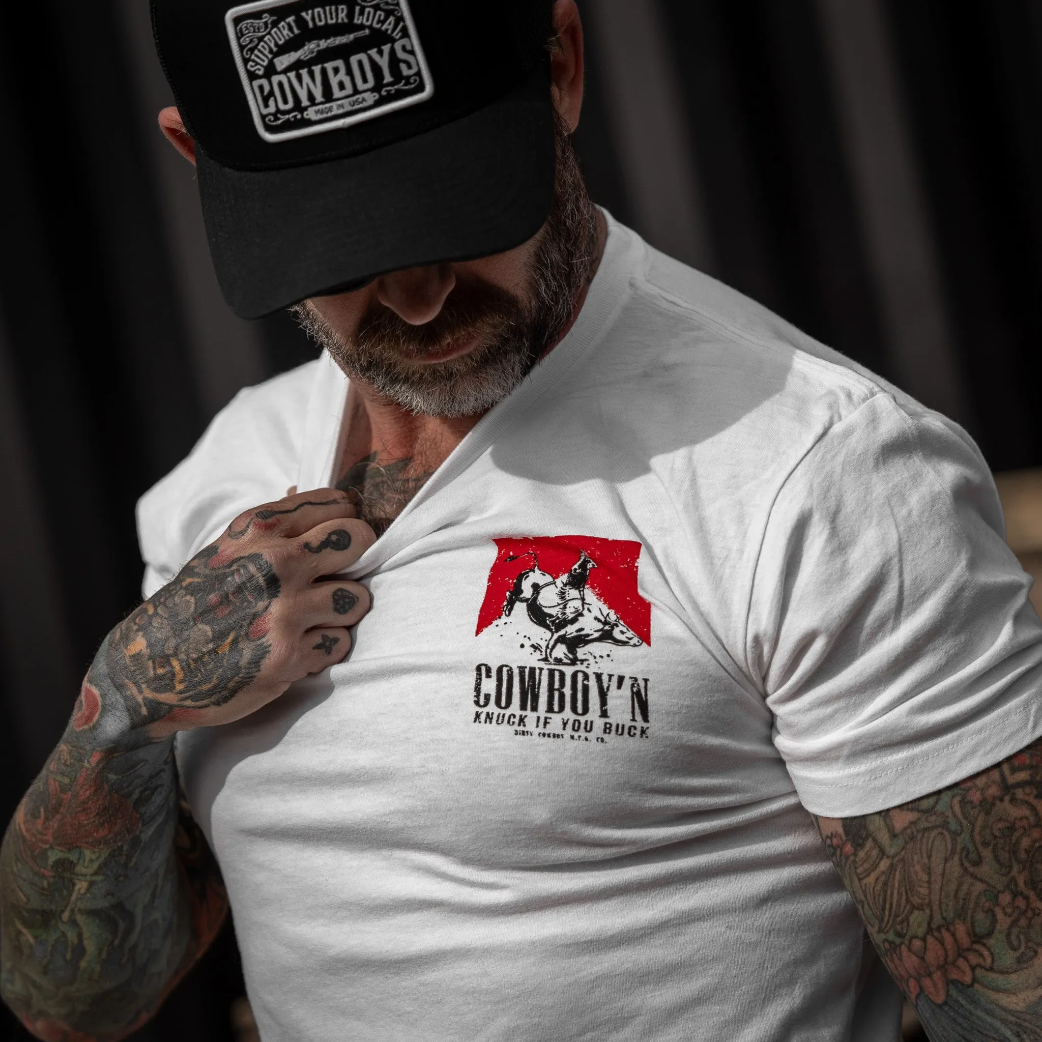 Cowboy'n Knuck If You Buck Rodeo Men's T-Shirt sold by Combat Iron Apparel product image thumbnail 4