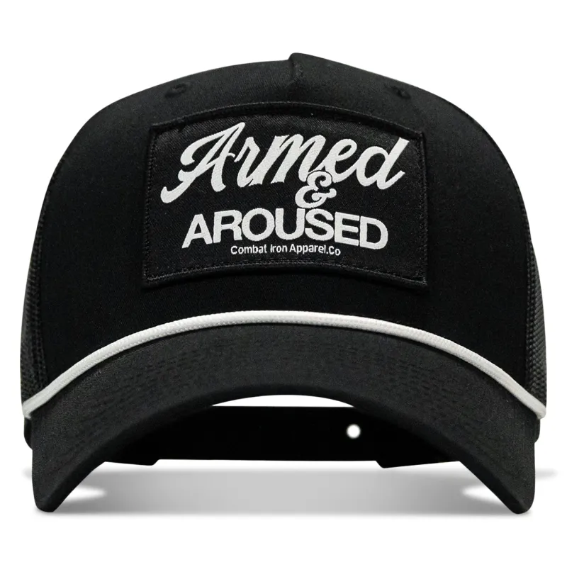 Armed & Aroused Patch Rope Snapback sold by Combat Iron Apparel