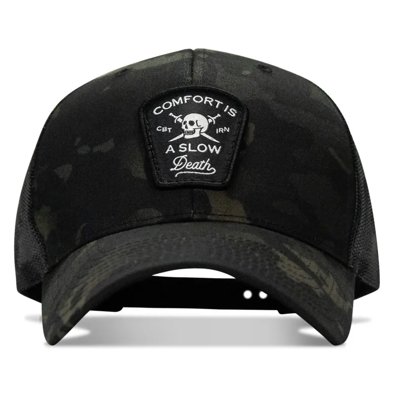 Comfort Is A Slow Death Patch Snapback Hat made by Combat Iron Apparel