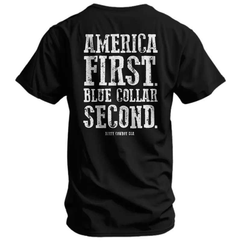 America First Blue Collar Second Men's T-Shirt made by Combat Iron Apparel