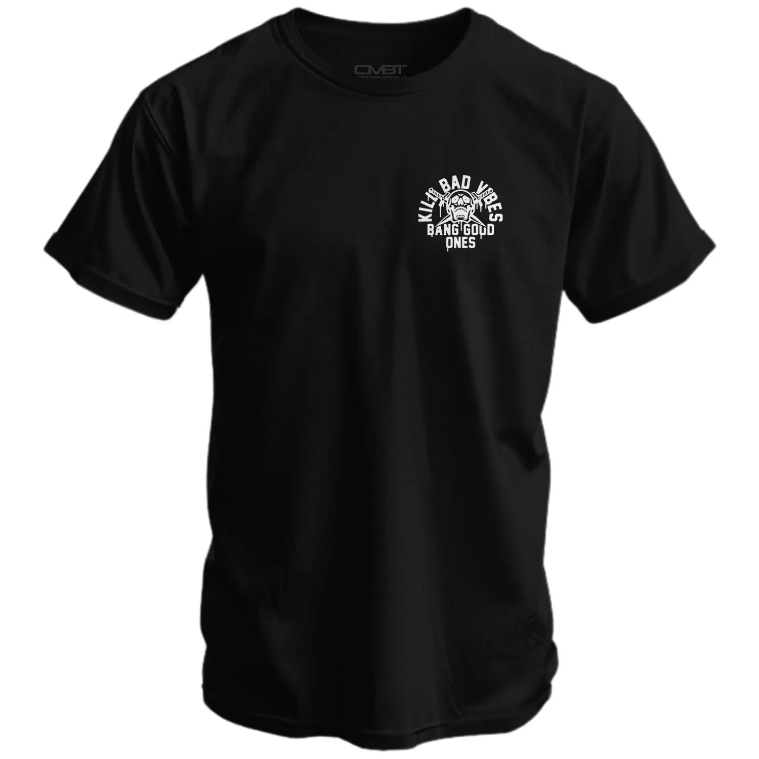 Kill Bad Vibes. Bang Good Ones Skull Men's T-Shirt sold by Combat Iron Apparel product image thumbnail 2
