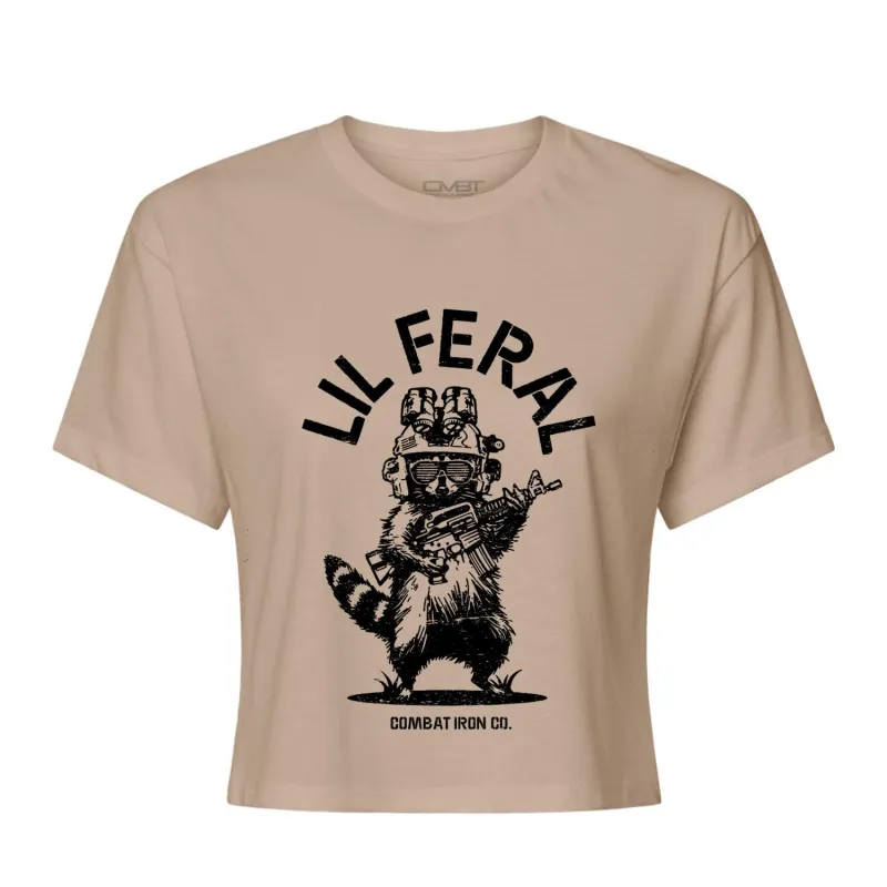 Lil Feral Raccoon Women's Crop T-Shirt made by Combat Iron Apparel
