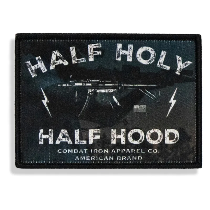 Half Holy Half Hood Velcro Patch made by Combat Iron Apparel