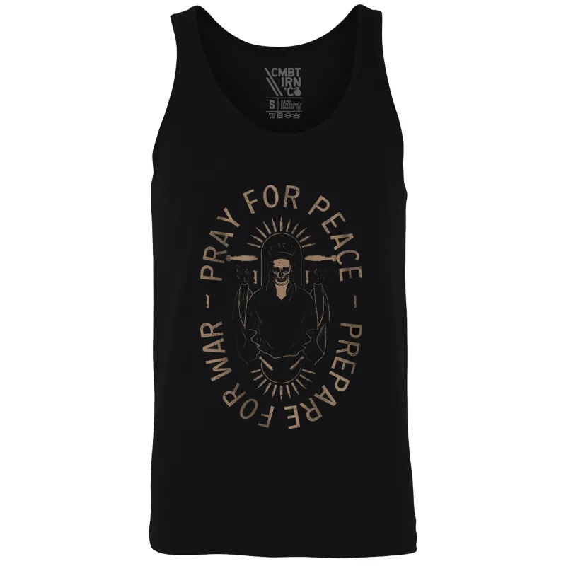 Pray For Peace. Prepare For War. Men's Tank made by Combat Iron Apparel