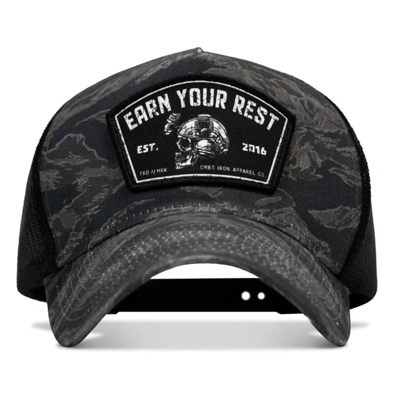 Earn Your Rest Patch Five Panel Breacher Snapback Hat made by Combat Iron Apparel