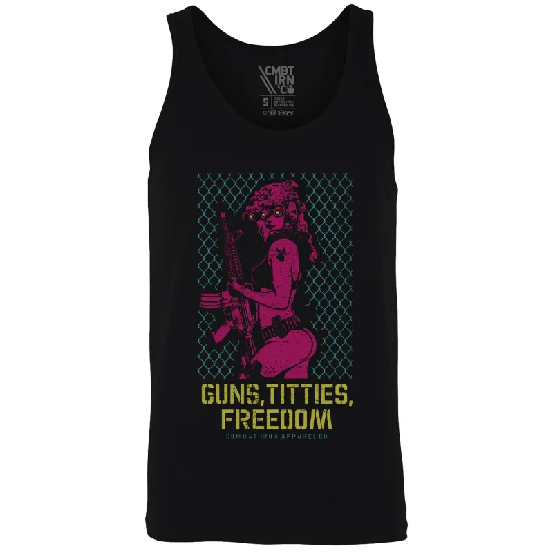 Guns, Titties, Freedom: Tactical Temptation Men's Tank made by Combat Iron Apparel