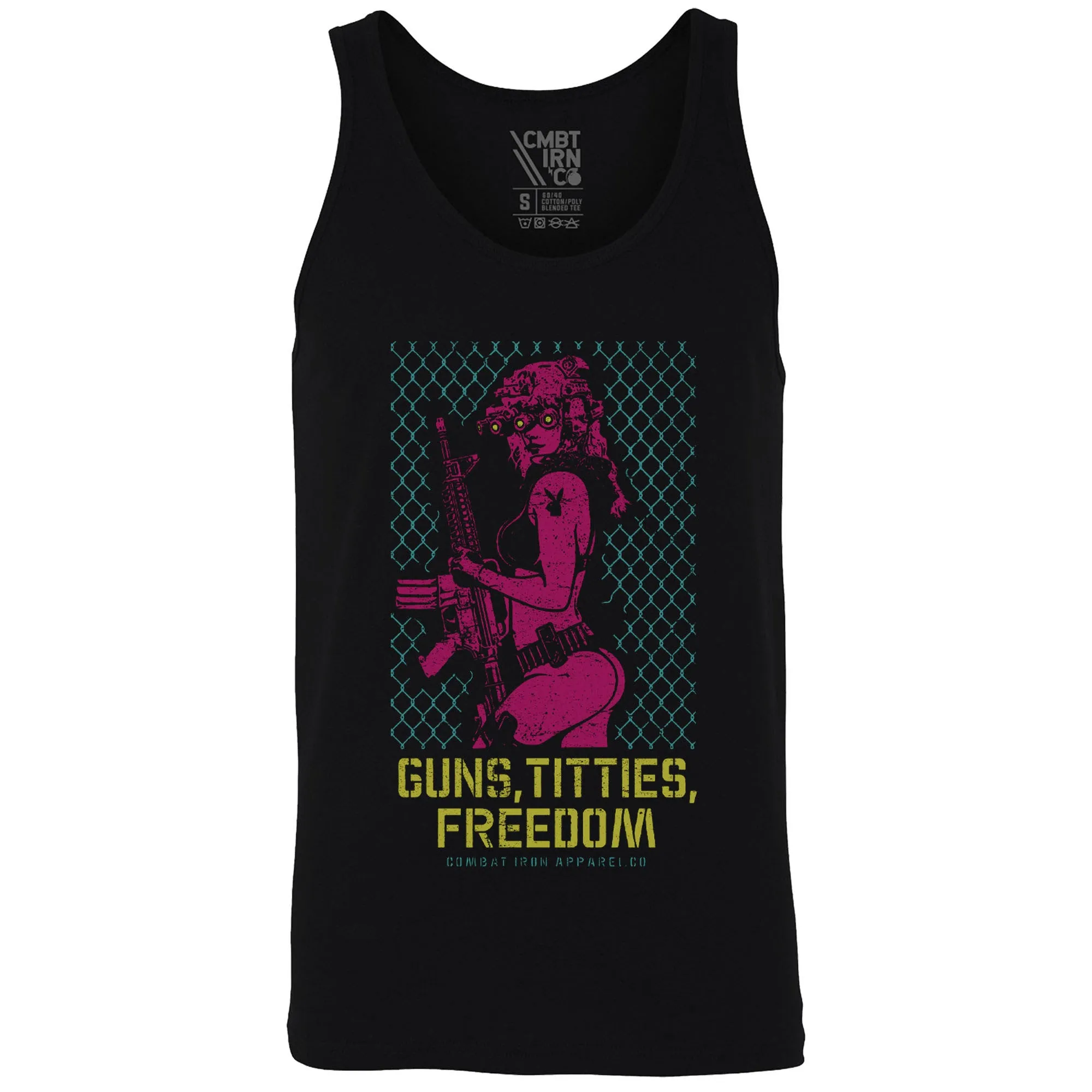Guns, Titties, Freedom: Tactical Temptation Men's Tank sold by Combat Iron Apparel