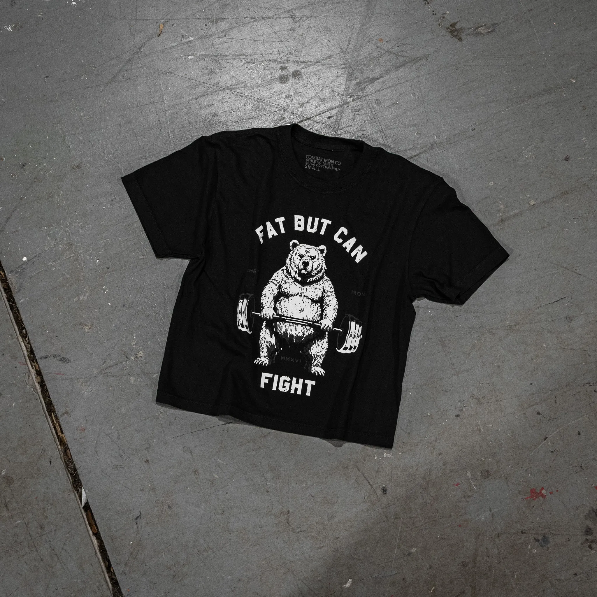 Fat But Can Fight Women's Crop Heavyweight Tee sold by Combat Iron Apparel product image thumbnail 3