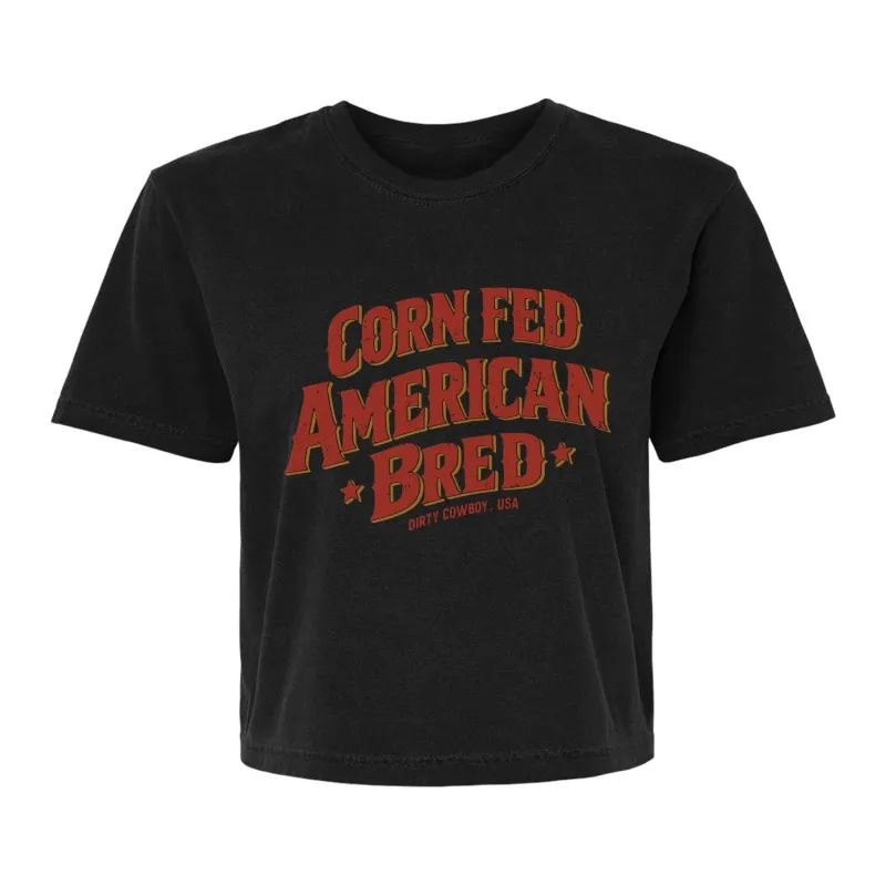 Corn Fed American Bred Women's Heavyweight Crop Tee made by Combat Iron Apparel