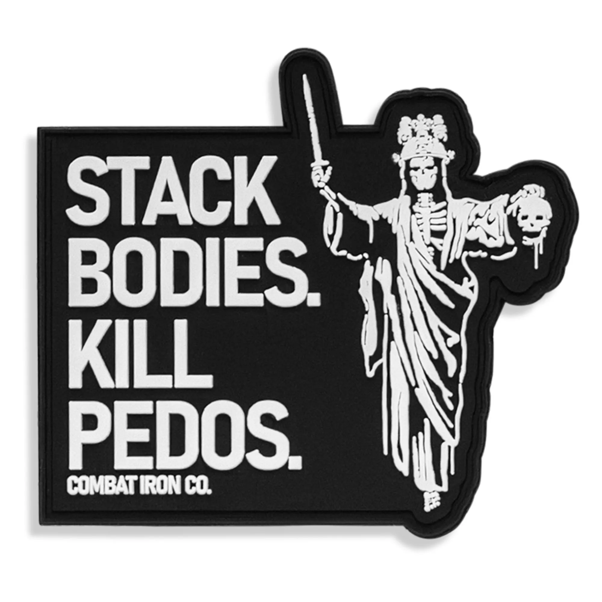 Stack Bodies. Kill Pedos Grim Reaper PVC Patch sold by Combat Iron Apparel
