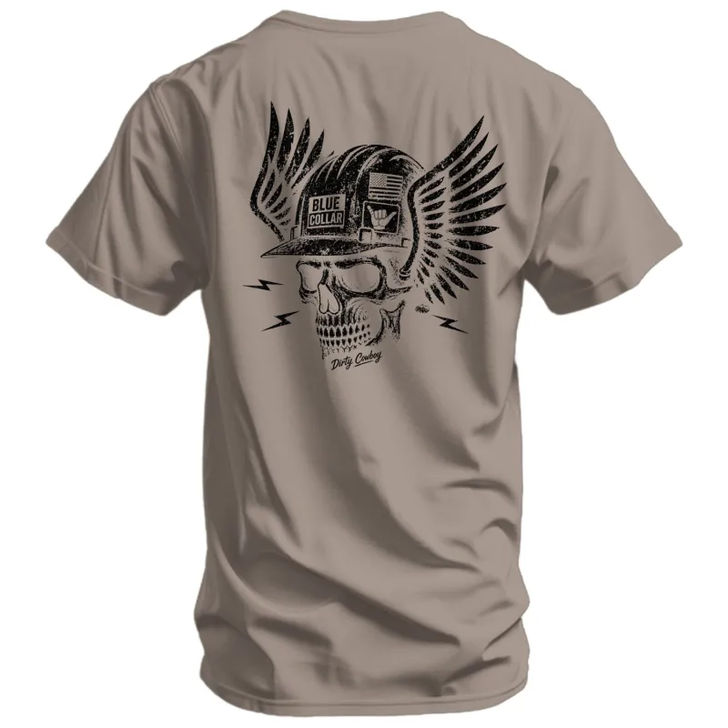 Blue Collar Skull Men's T-Shirt made by Combat Iron Apparel