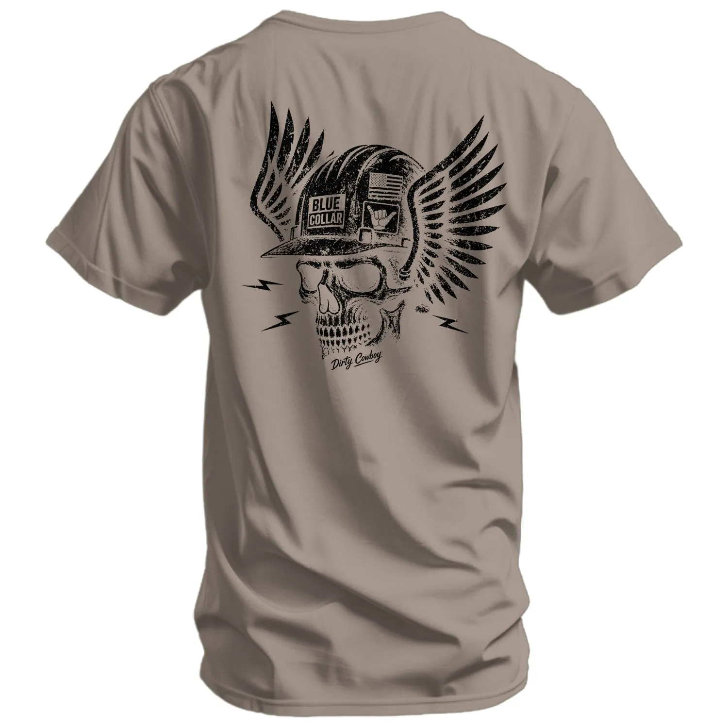 Blue Collar Skull Men's T-Shirt sold by Combat Iron Apparel