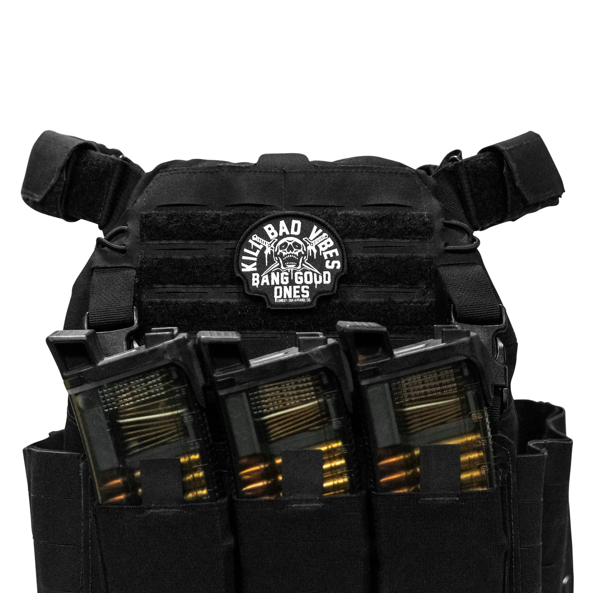 Kill Bad Vibes Skull Velcro Patch sold by Combat Iron Apparel product image thumbnail 4