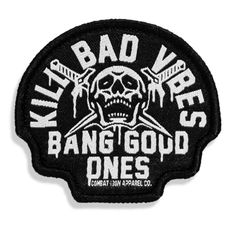 Kill Bad Vibes Skull Velcro Patch made by Combat Iron Apparel