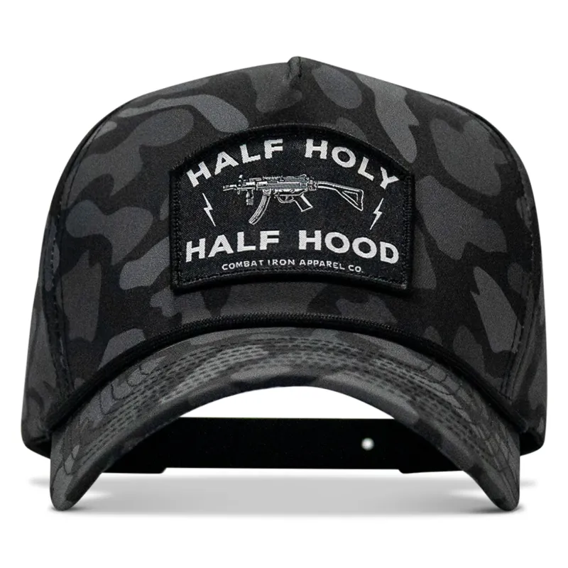 Half Holy. Half Hood. 5 Pannel Rope Snapback Hat made by Combat Iron Apparel