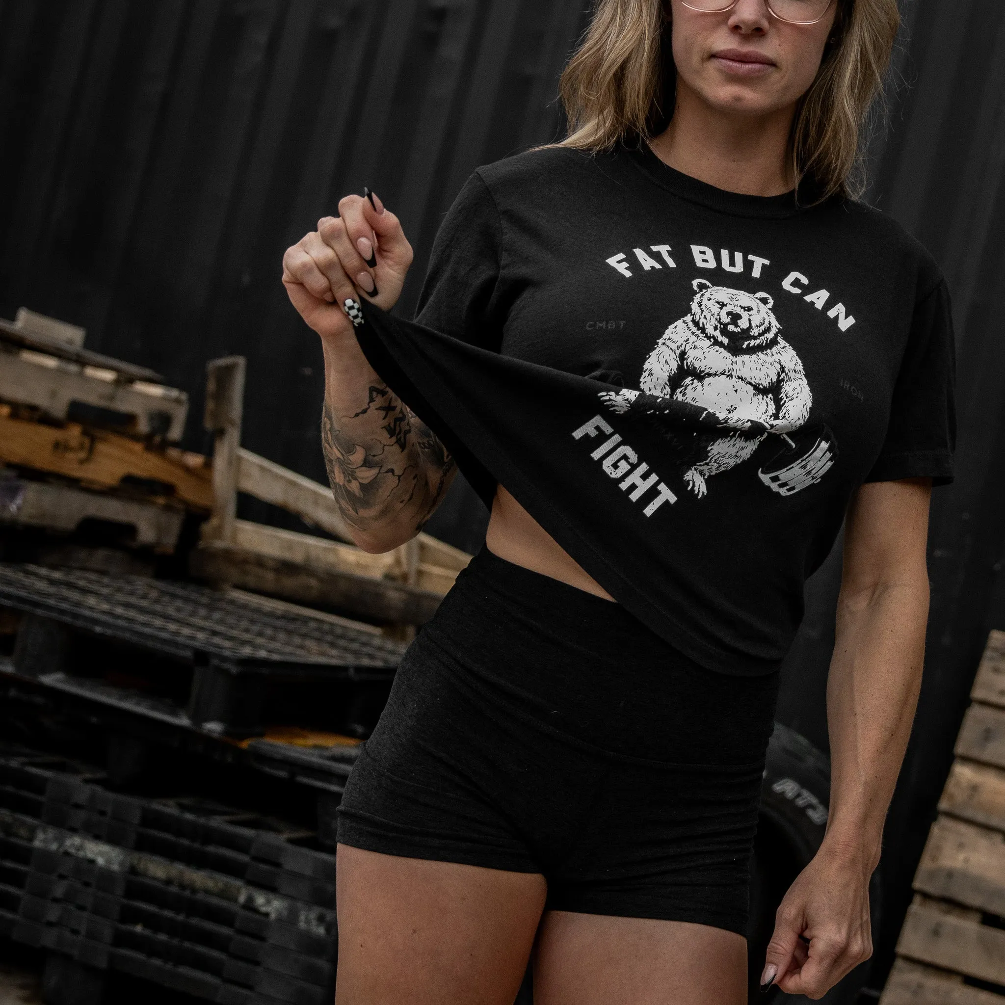 Fat But Can Fight Women's Crop Heavyweight Tee sold by Combat Iron Apparel product image thumbnail 4