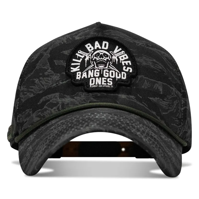 Kill Bad Vibes Skull Weekender Rope Snapback Hat made by Combat Iron Apparel
