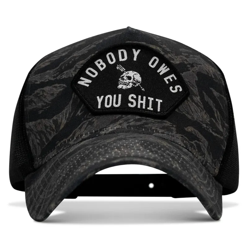Nobody Owes You Shit Patch Five Panel Breacher Snapback Hat made by Combat Iron Apparel