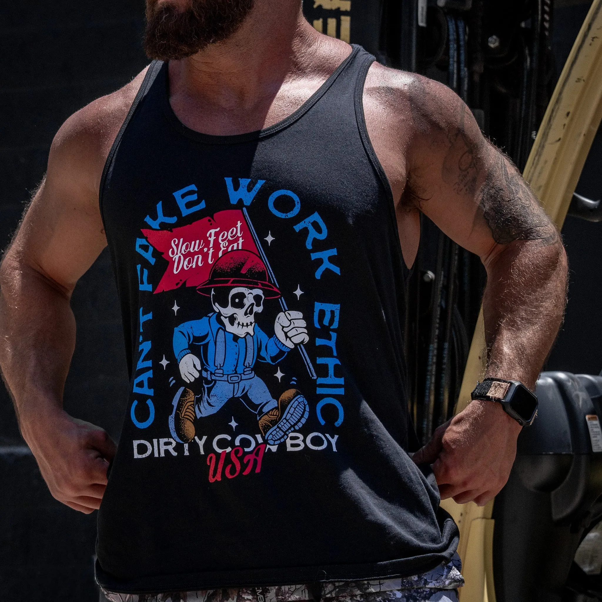 Can't Fake Work Ethic Men's Tank Top sold by Combat Iron Apparel product image thumbnail 3