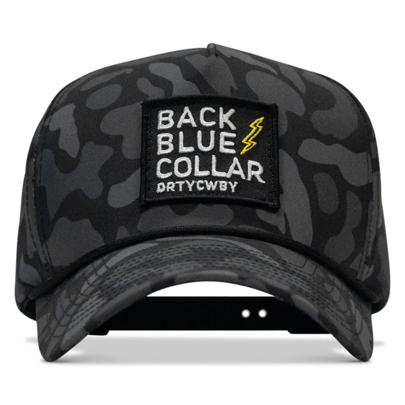 Back Blue Collar Patch 5 Pannel Rope Snapback made by Combat Iron Apparel