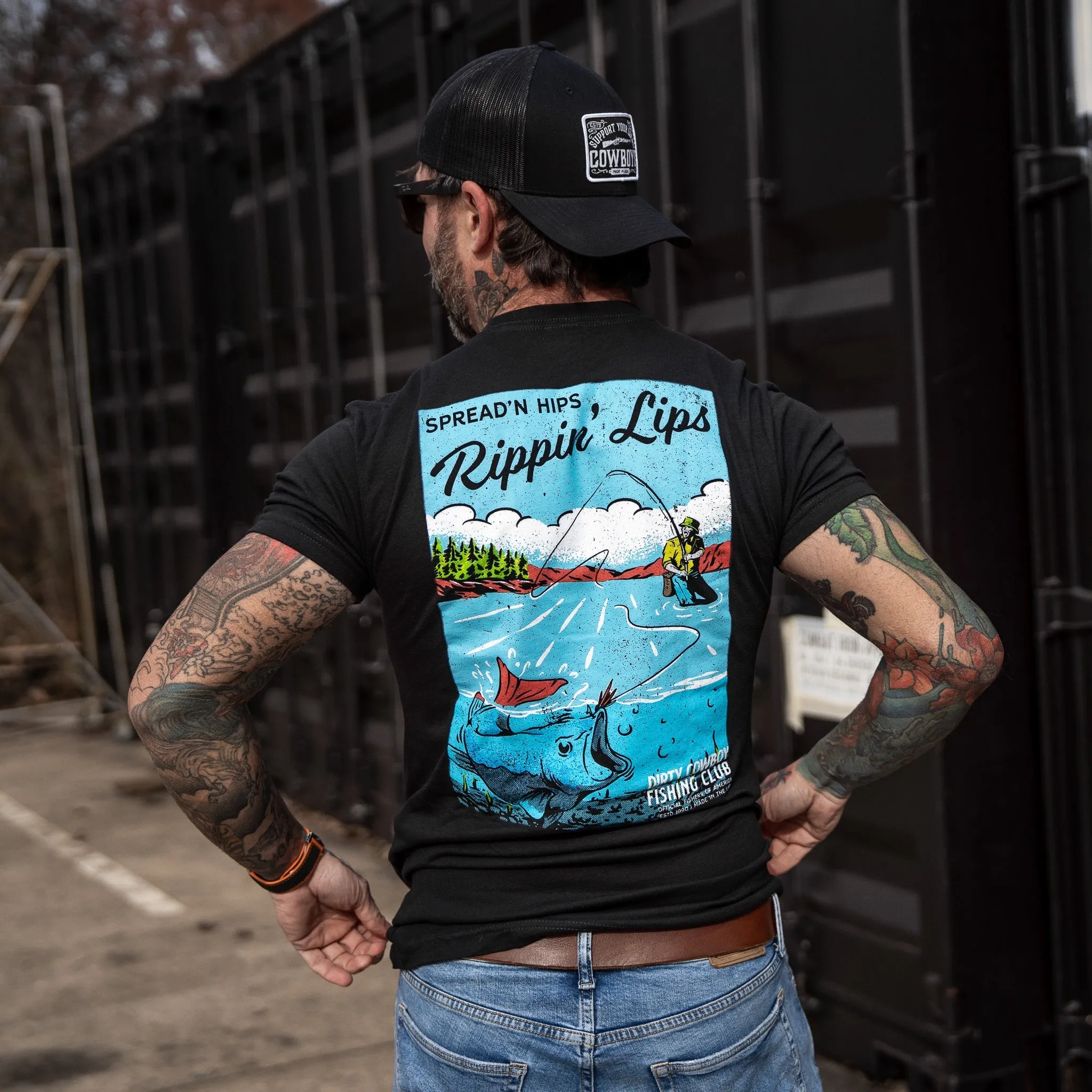 Spreadin' Hips & Rippin' Lips Fishing Club Men's T-Shirt sold by Combat Iron Apparel product image thumbnail 4