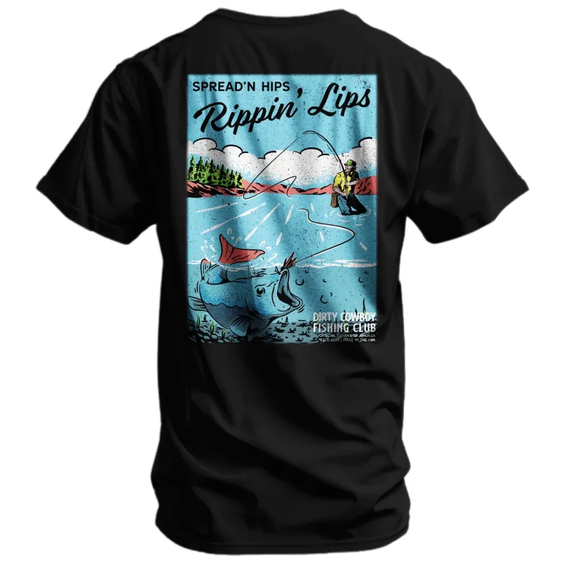 Spreadin' Hips & Rippin' Lips Fishing Club Men's T-Shirt made by Combat Iron Apparel