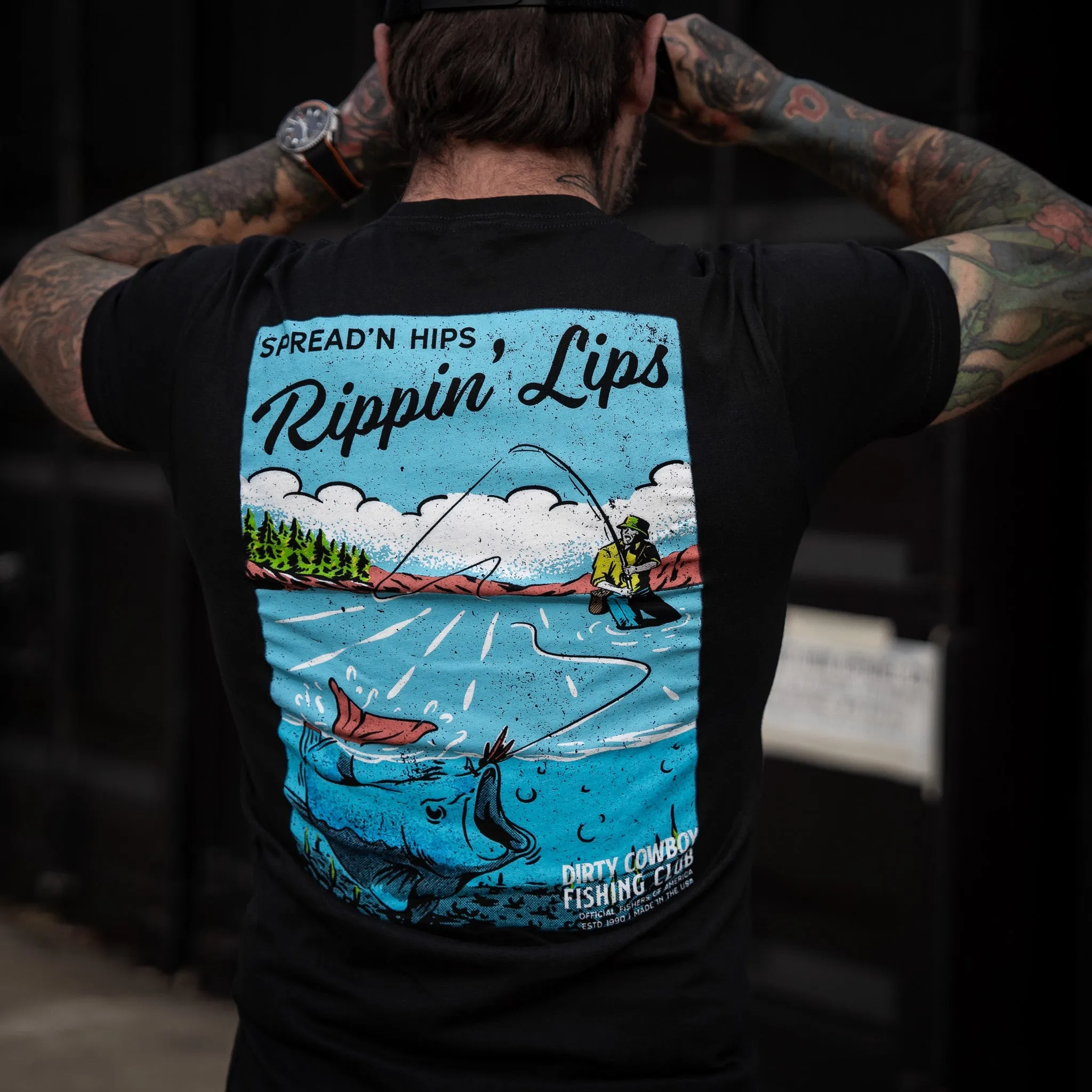 Spreadin' Hips & Rippin' Lips Fishing Club Men's T-Shirt sold by Combat Iron Apparel product image thumbnail 5