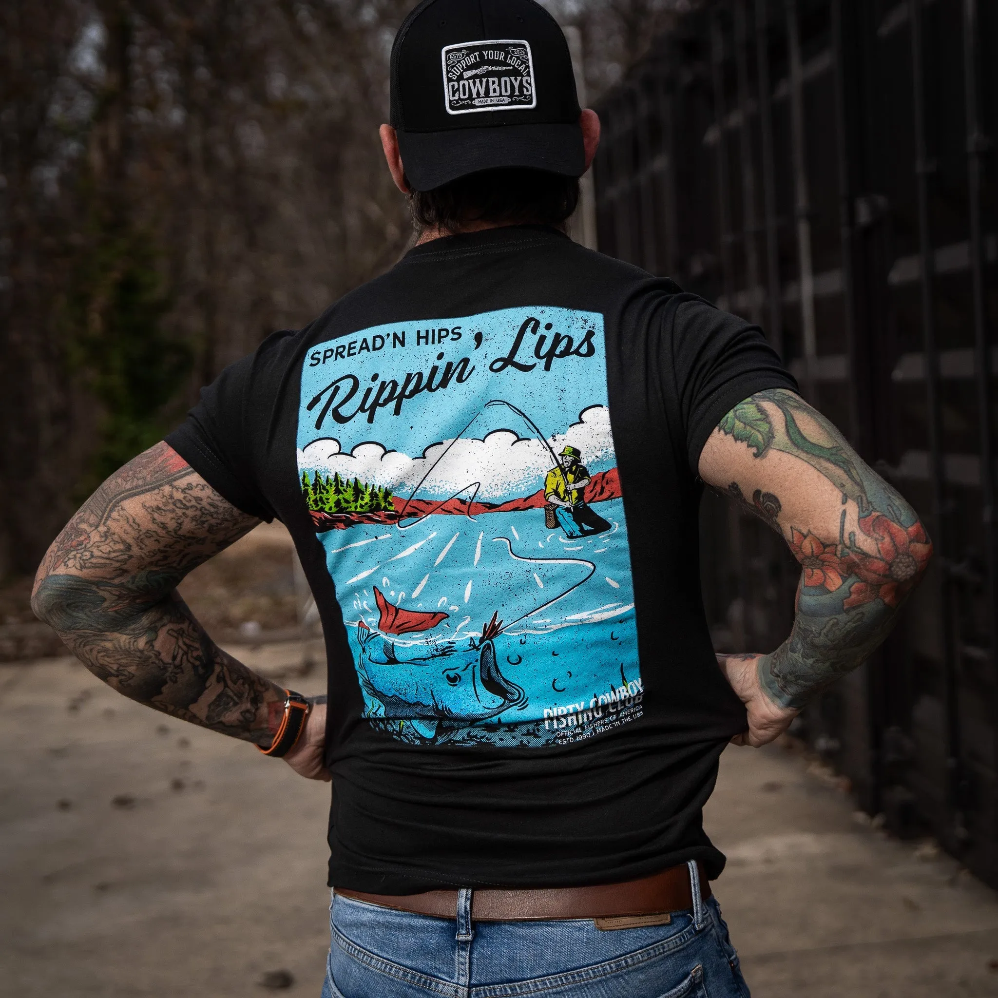 Spreadin' Hips & Rippin' Lips Fishing Club Men's T-Shirt sold by Combat Iron Apparel product image thumbnail 3