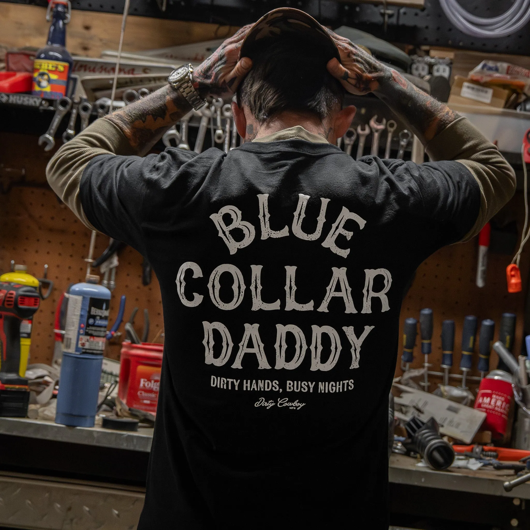 Blue Collar Daddy Men's T-Shirt sold by Combat Iron Apparel product image thumbnail 3