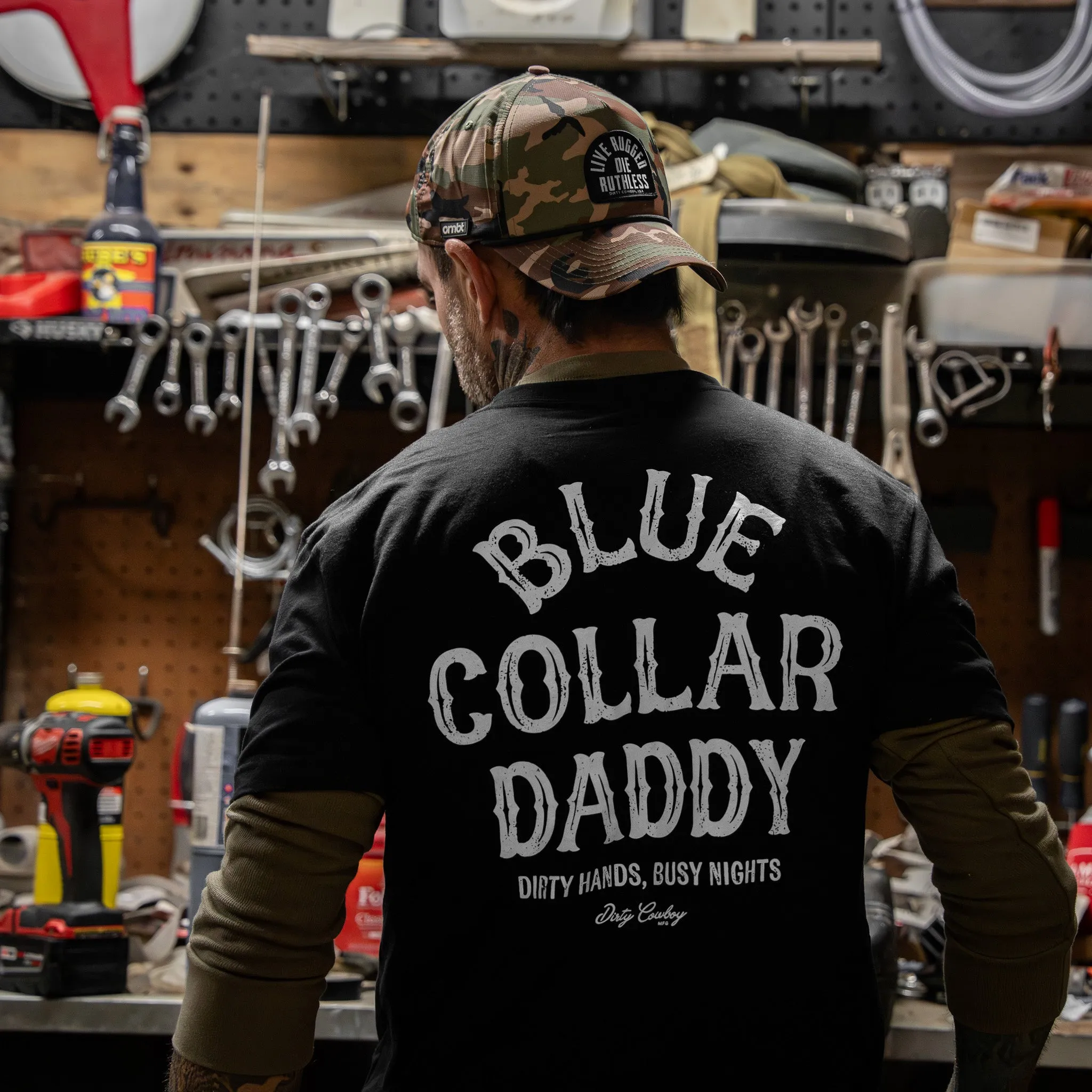 Blue Collar Daddy Men's T-Shirt sold by Combat Iron Apparel product image thumbnail 4